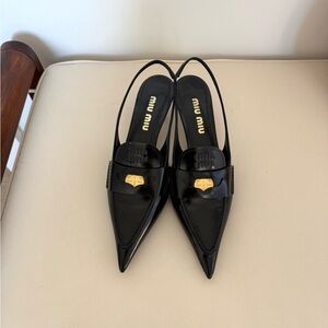Miu Miu Slingback Penny Loafer Kitten Heel